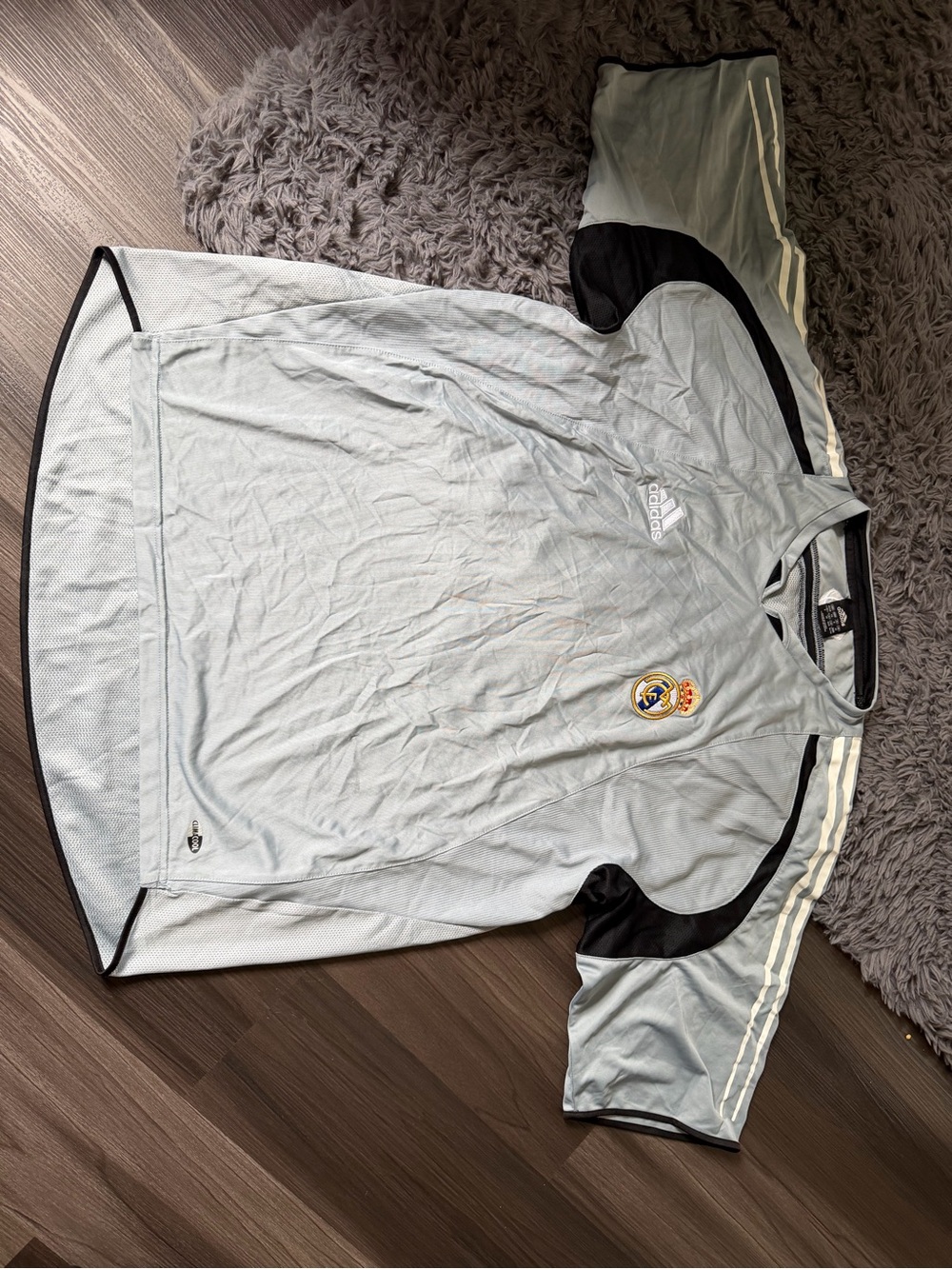 adidas Men’s Light Gray Real Madrid Training Shirt with Black Accents